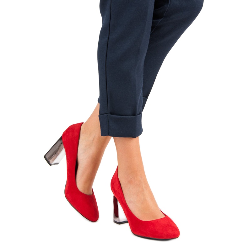 Suede red pumps 2