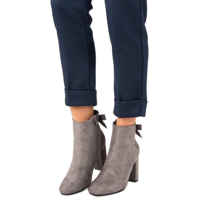 Ideal Shoes Stylish gray boots grey 2