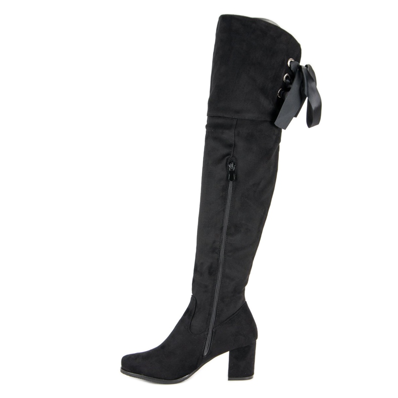Queentina Elegant high-heeled thigh-high boots black 2