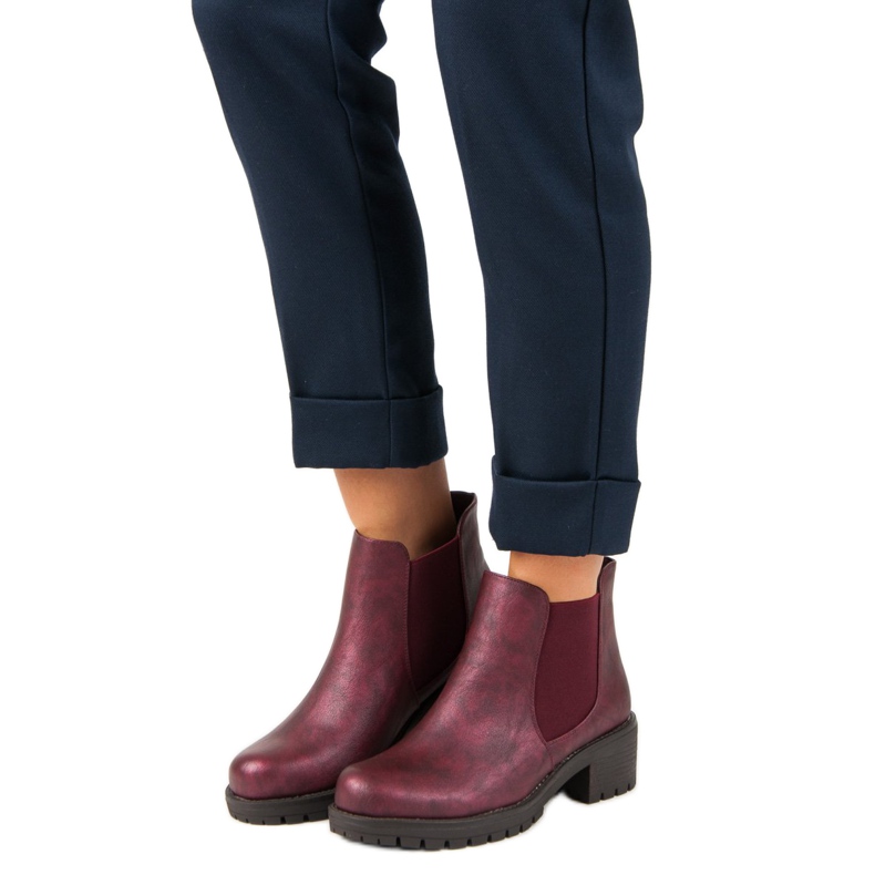 Queentina Burgundy Chelsea boots red 1