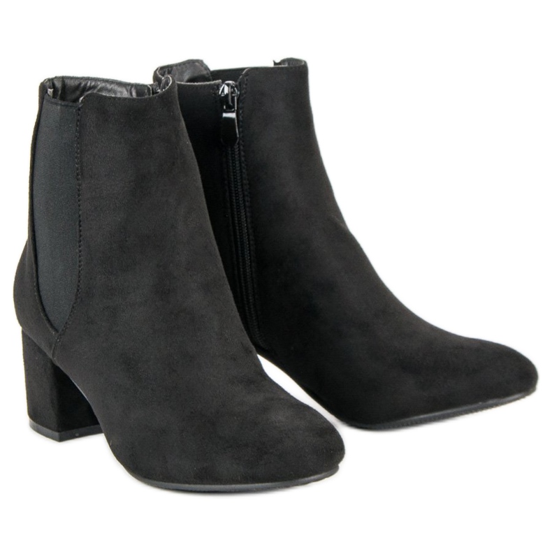 Top Shoes Suede high-heeled ankle boots black 1