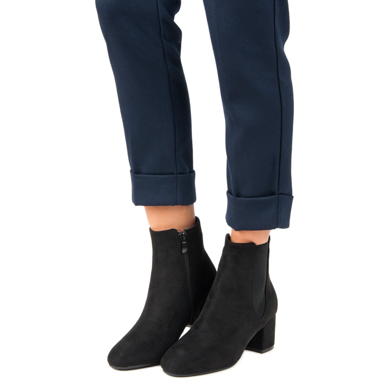 Top Shoes Suede high-heeled ankle boots black 2