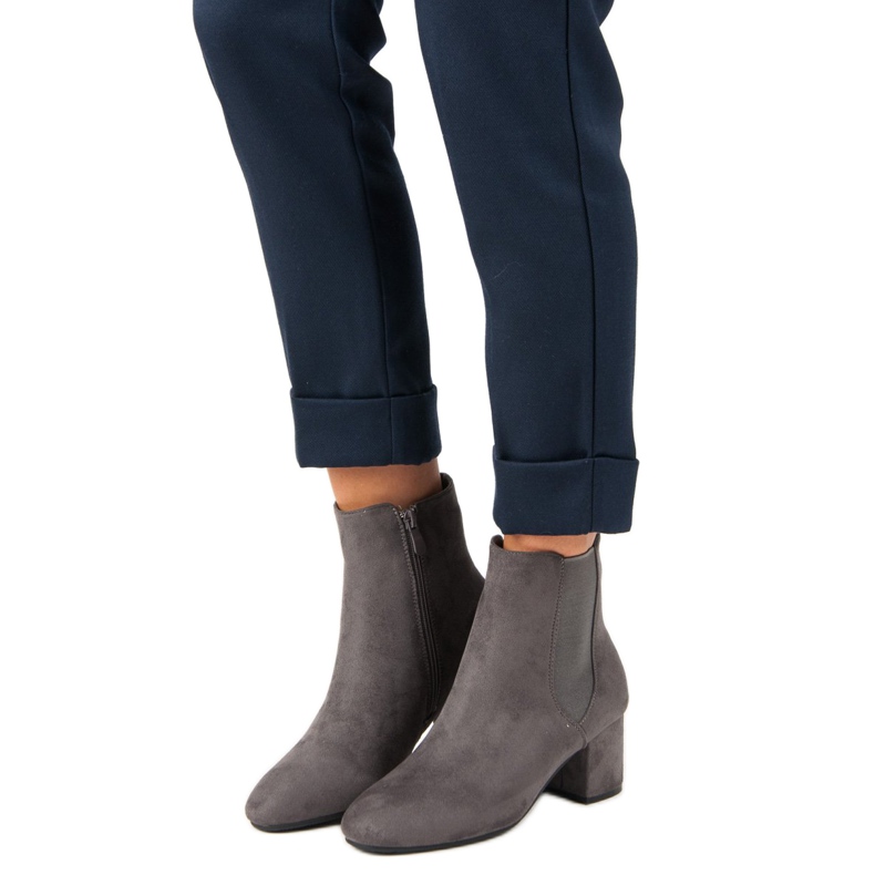 Top Shoes Suede high-heeled ankle boots grey 1