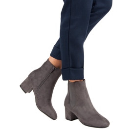 Top Shoes Suede high-heeled ankle boots grey 2