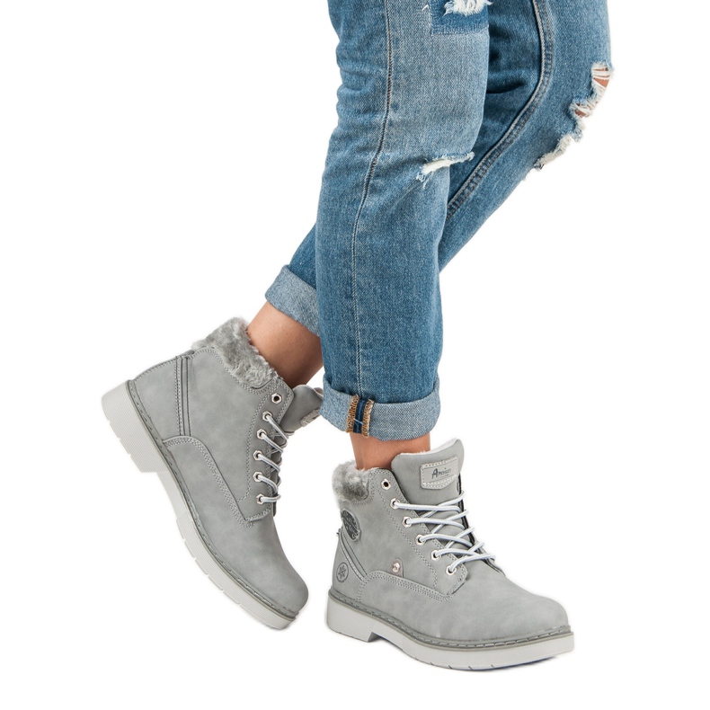 American Club Warm american trappers grey 2