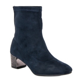 Kylie Slip-on Navy Blue Boots 1