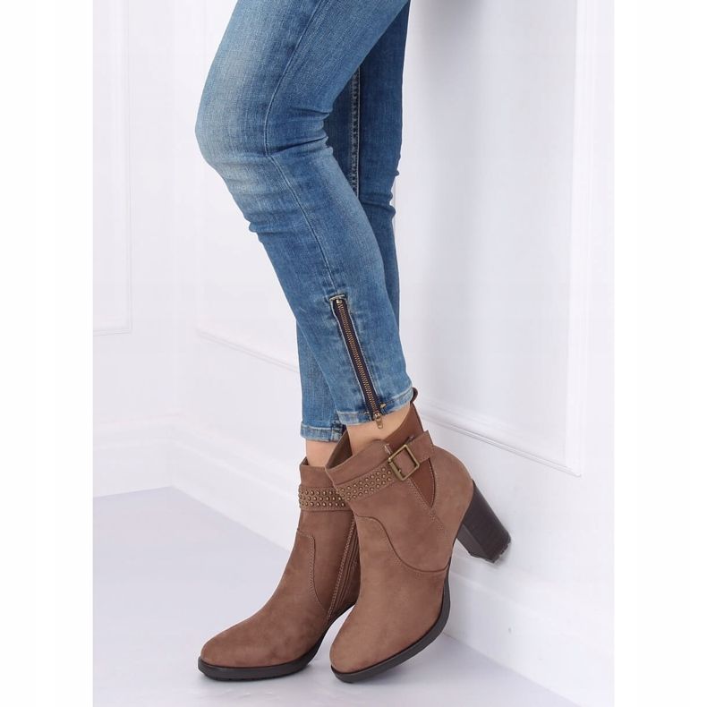 Brown high-heeled boots 6139 Khaki 2