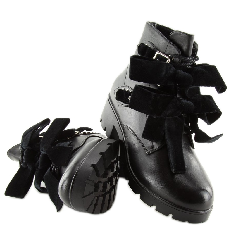 Black Boots with studs black A1208 black 1