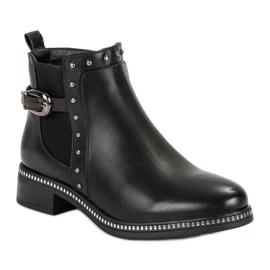 Vinceza Black Booties With Rhinestones 2