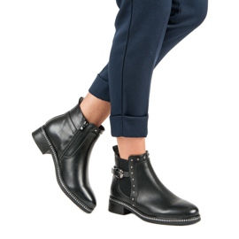 Vinceza Black Booties With Rhinestones 1