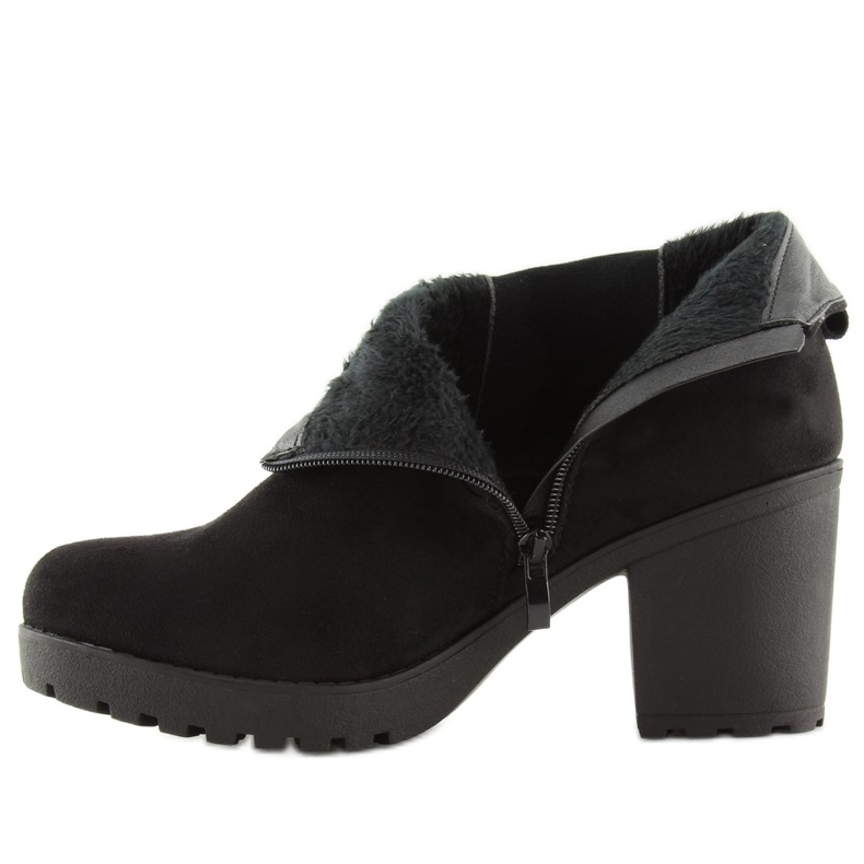 Black boots with wide heels E5106 Black 2