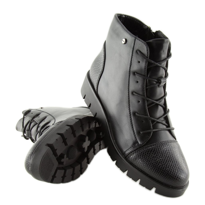 Black lace-up boots 6707-1 black 1