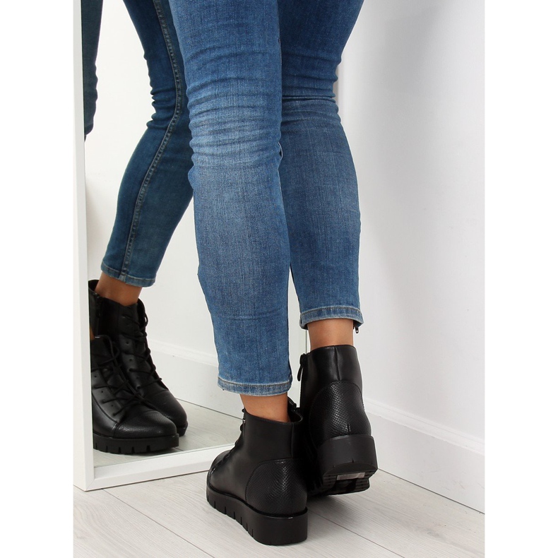 Black lace-up boots 6707-1 black 2