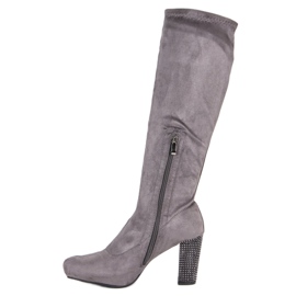 Gray high heeled boots grey 1