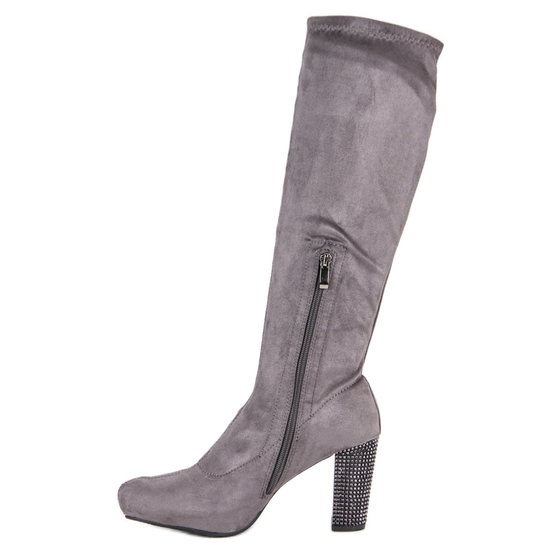 Gray high heeled boots grey 1