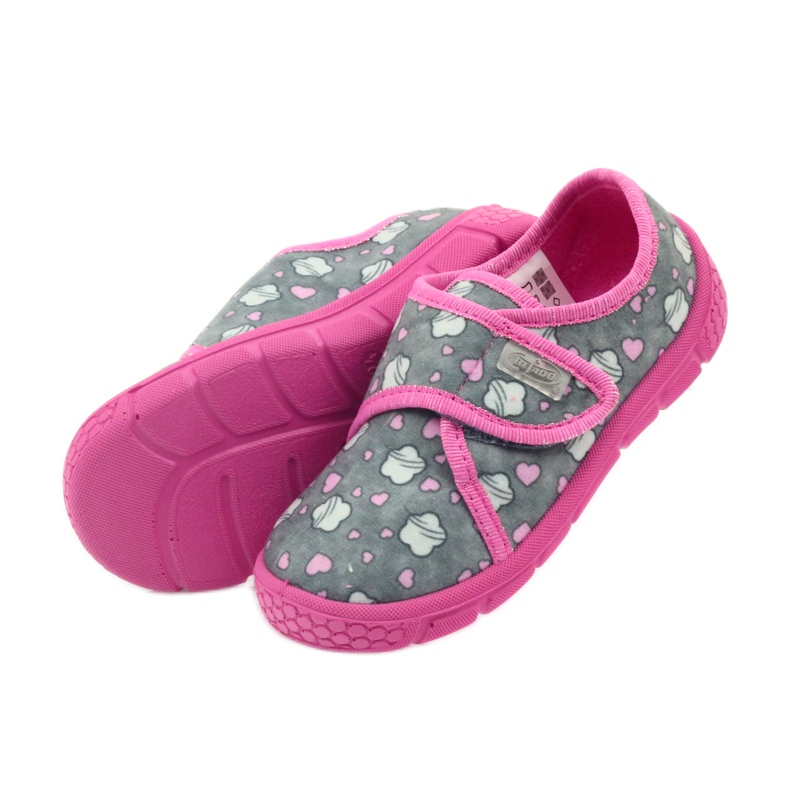 Befado children's shoes 557X041 slippers grey pink 4