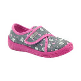 Befado children's shoes 557X041 slippers grey pink 1