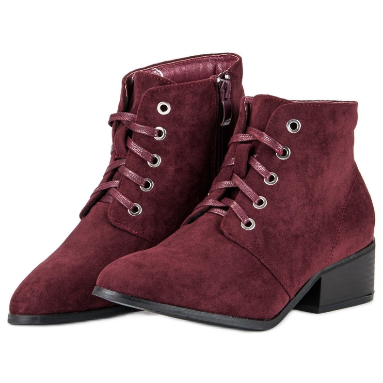 Tied burgundy boots red 2