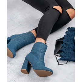 Fashionable denim boots blue 1