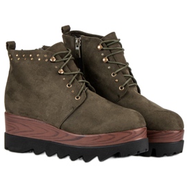 Kylie Suede Wedge Boots green 1