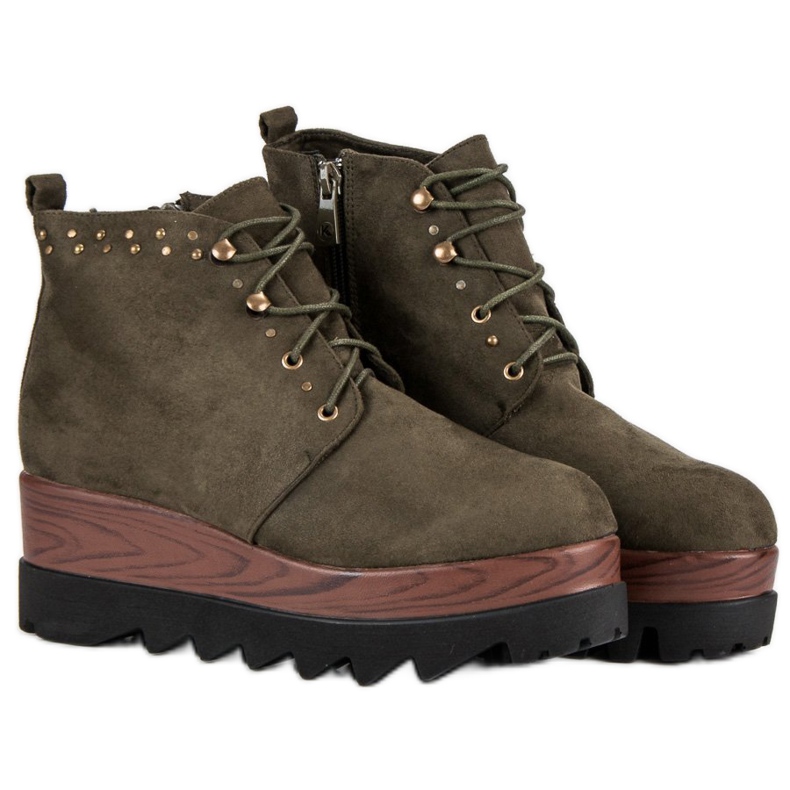 Kylie Suede Wedge Boots green 1