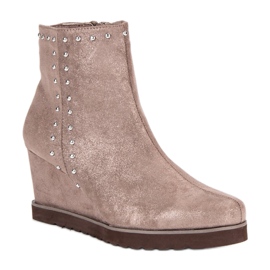 Kylie Beige boots on a wedge 1