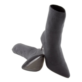 Gray sock boots on a heel LL-103p Gray grey 1 Gray sock boots on a heel LL-103p Gray grey 1