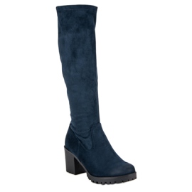 Suede high-heeled boots from VINCEZA multicolored blue 1