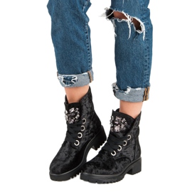 Kylie Fashionable Velor Boots black 1