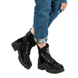 Kylie Fashionable Velor Boots black 2