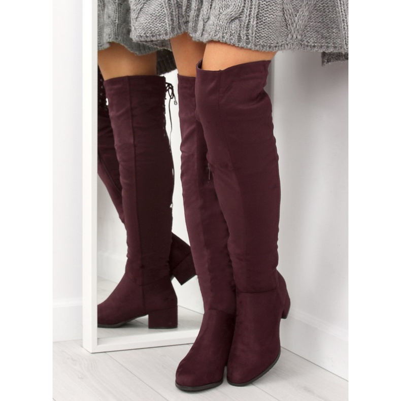 Over-the-knee boots BH129-HB Wine burgundy multicolored red 1