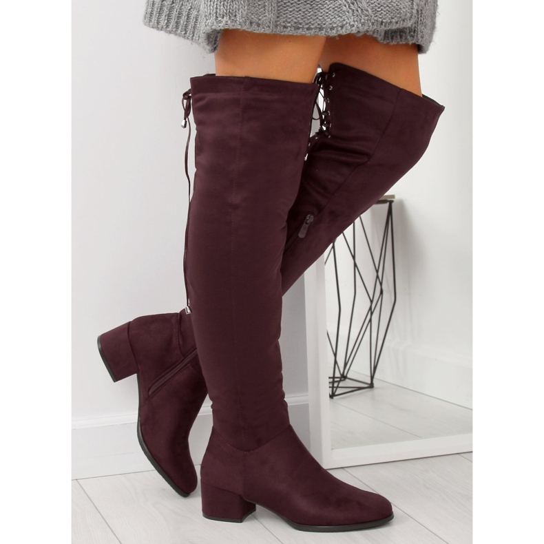 Over-the-knee boots BH129-HB Wine burgundy multicolored red 2