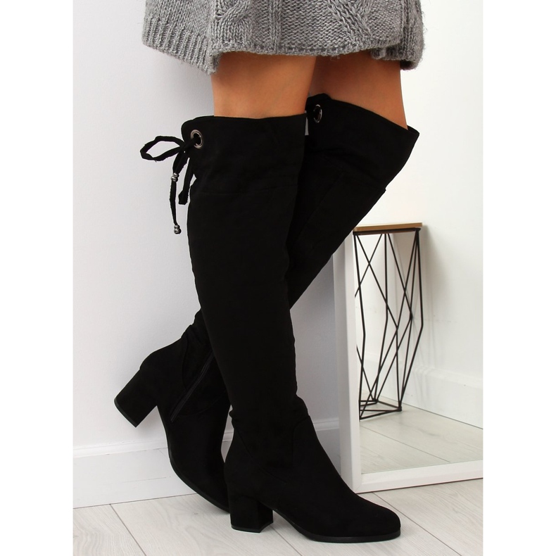 Black high-heeled boots B-318 black 1 Black high-heeled boots B-318 black 1