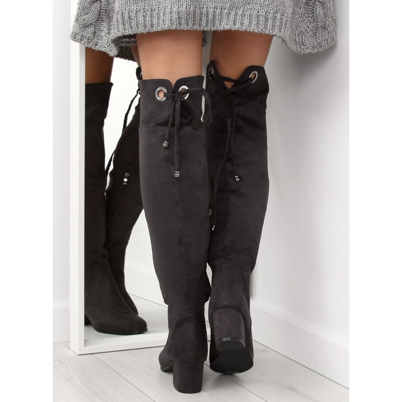 Gray Over-knee boots B-318 Gray grey 2