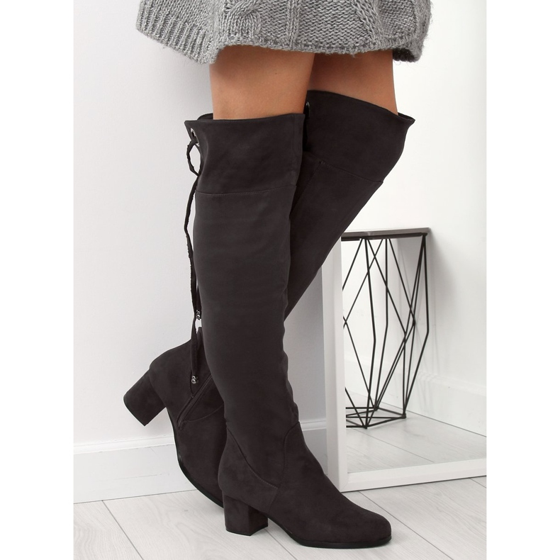 Gray Over-knee boots B-318 Gray grey 1