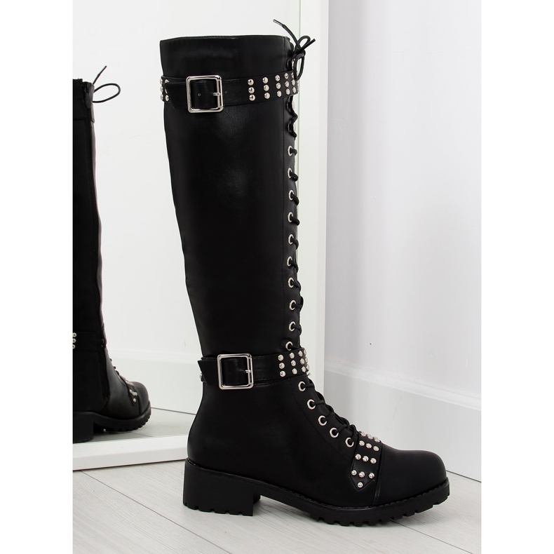 Riding boots with studs black PE116 black 1