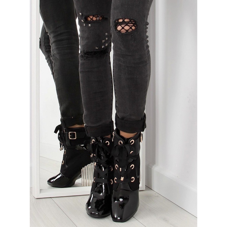 Black metallic heel boots AE69P 2