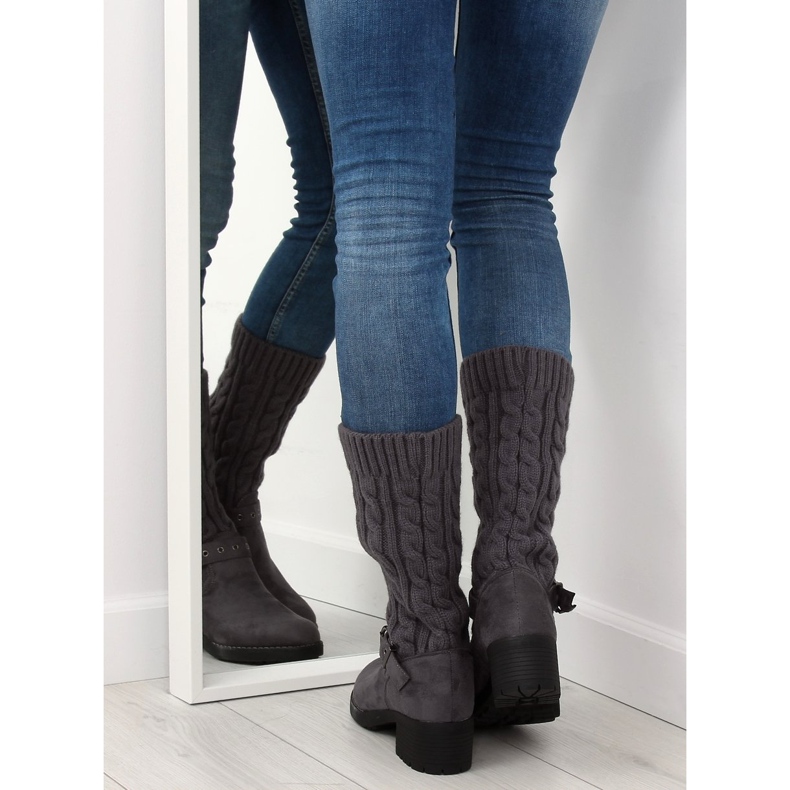 Gray NC109 knitted boots grey 1