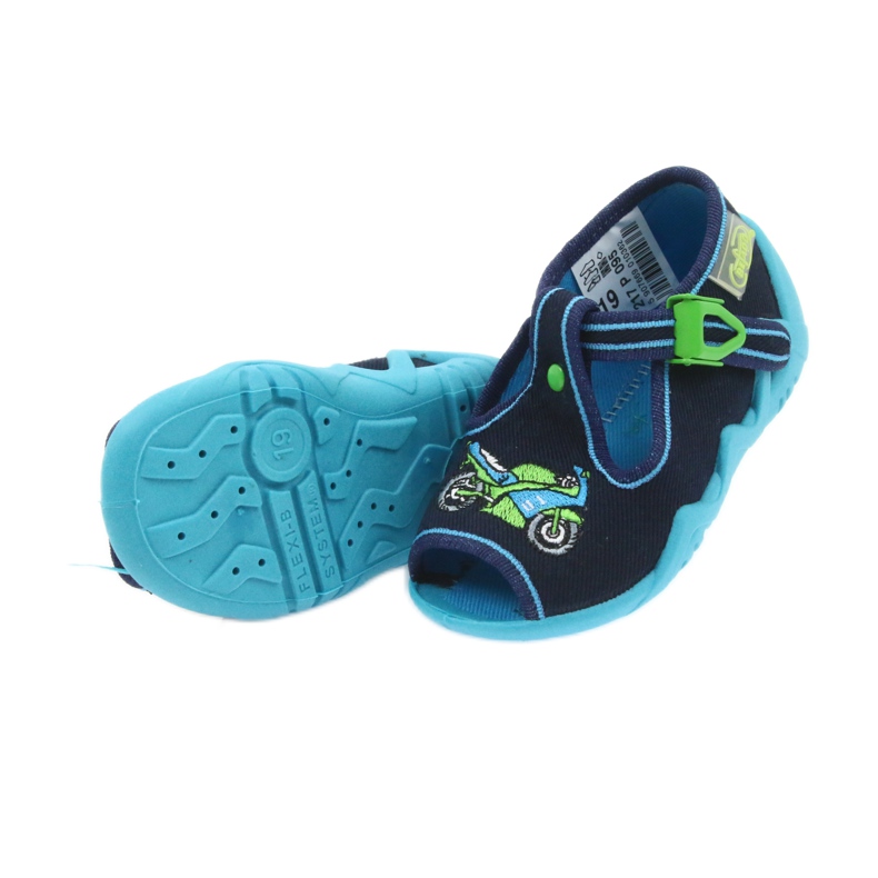 Befado children's shoes slippers 217p095 blue green navy blue 4