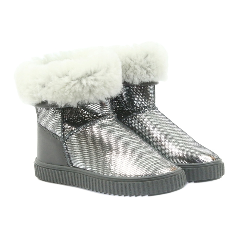 Leather boots Bartek 477750 natural wool silver grey 6