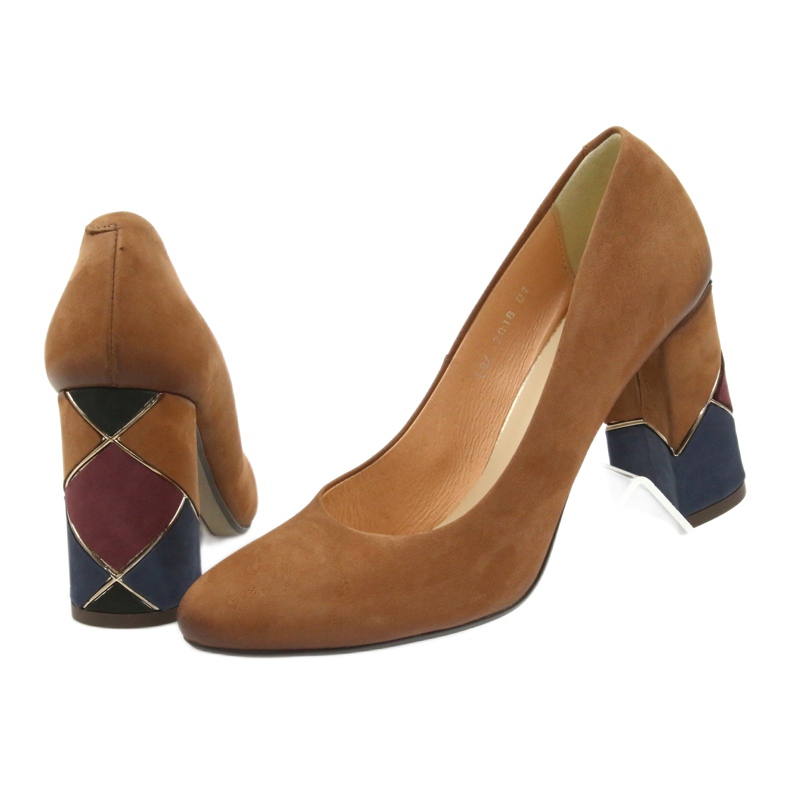 Espinto formal pumps red pumps on a decorative post brown 5