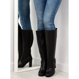 Black high heels boots QT02P Black 2