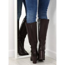 Brown high heels boots QT02P Brown 1