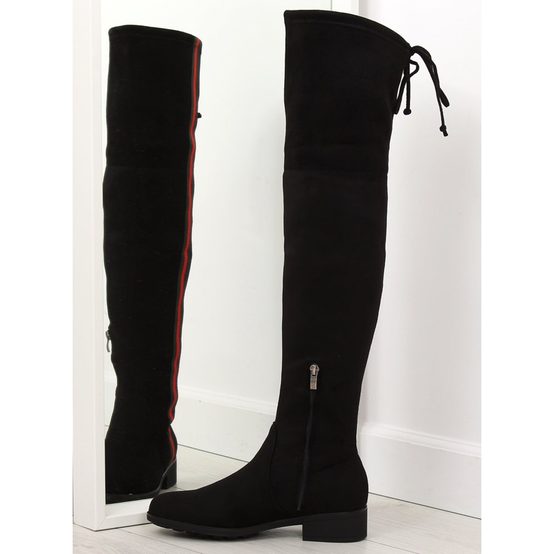 Over-the-knee boots with black stripe HFN-0296-2 Black 1