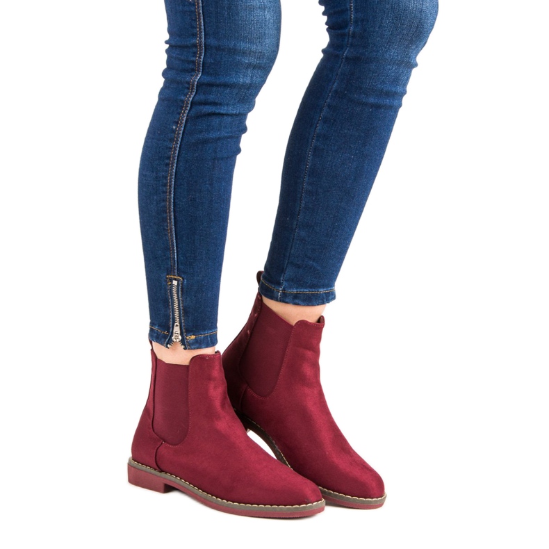 Super Mode Claret suede Chelsea boots red 2
