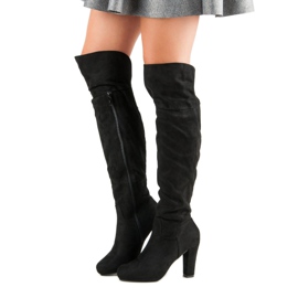 Suede boots on the post black 1