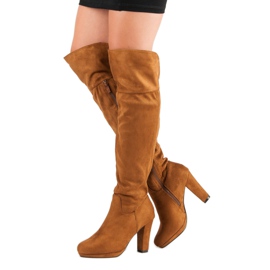 Suede Boots On A Pillar brown 2