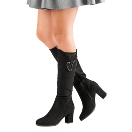 Heeled suede boots black 2