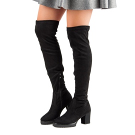 Suede platform boots black 1