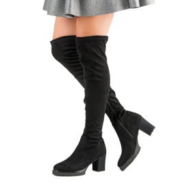 Suede platform boots black 2